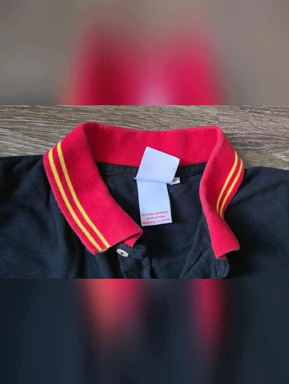 Lacoste Black Live Shirt with Red Trim & Crocodile Graphic - Kids